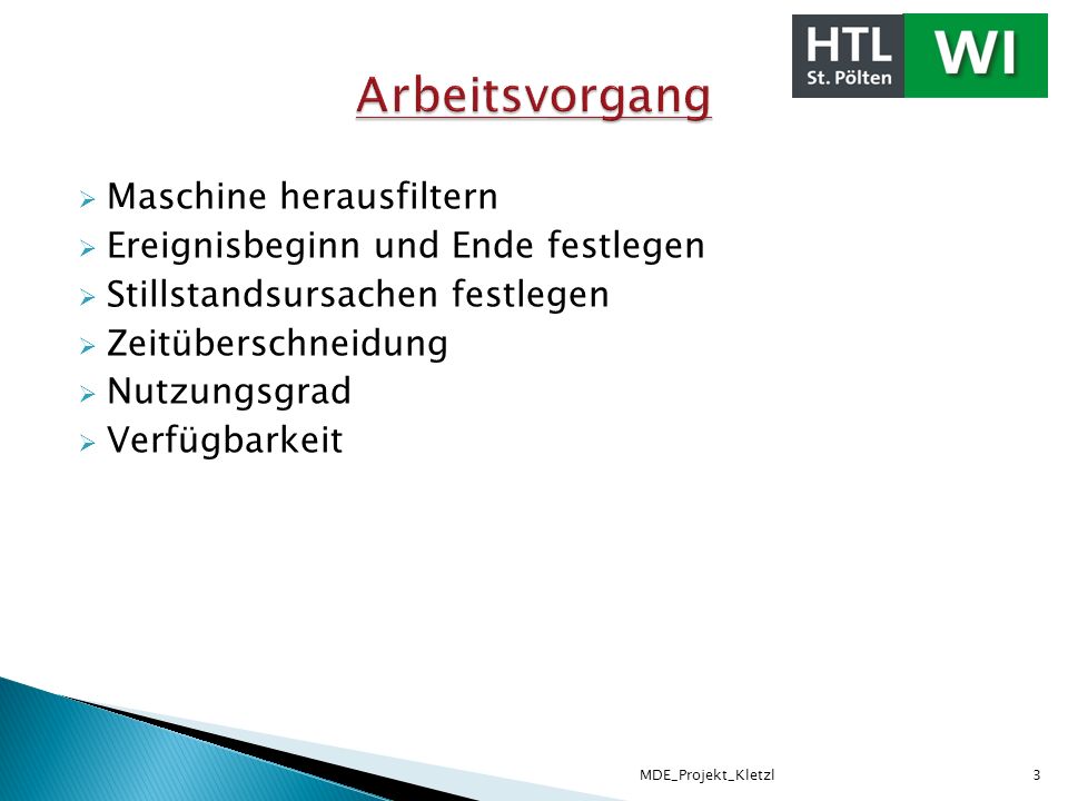 Arbeitsvorgang Maschine herausfiltern