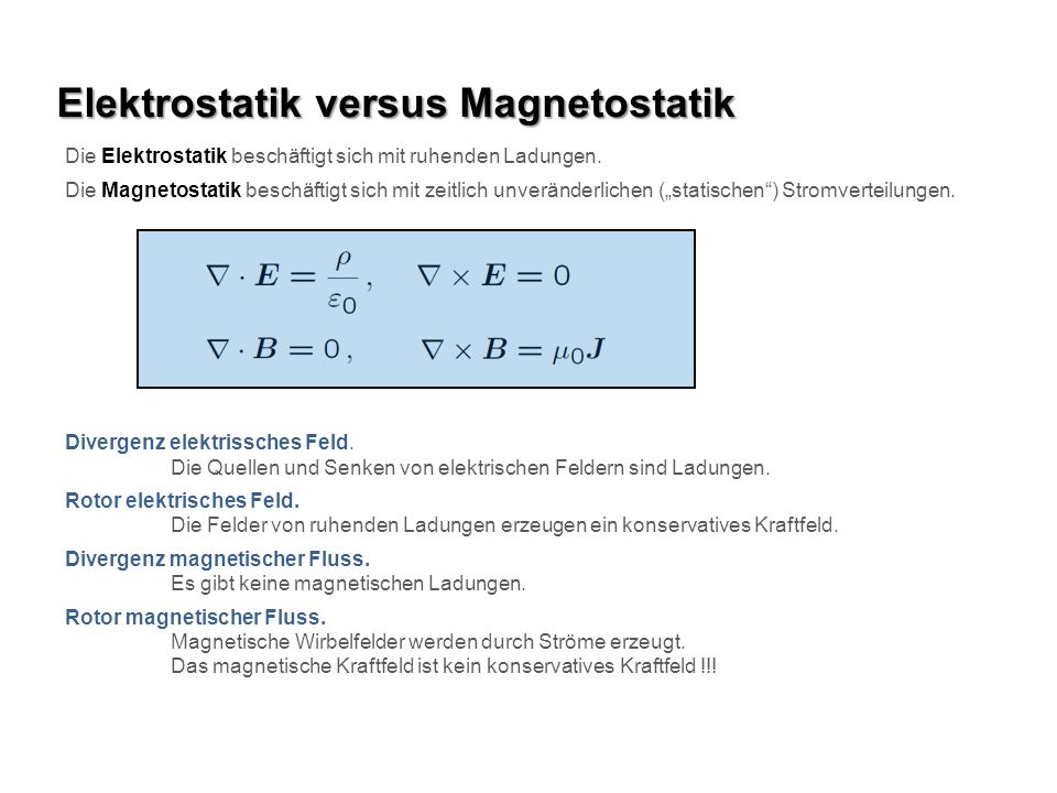 Elektrostatik versus Magnetostatik