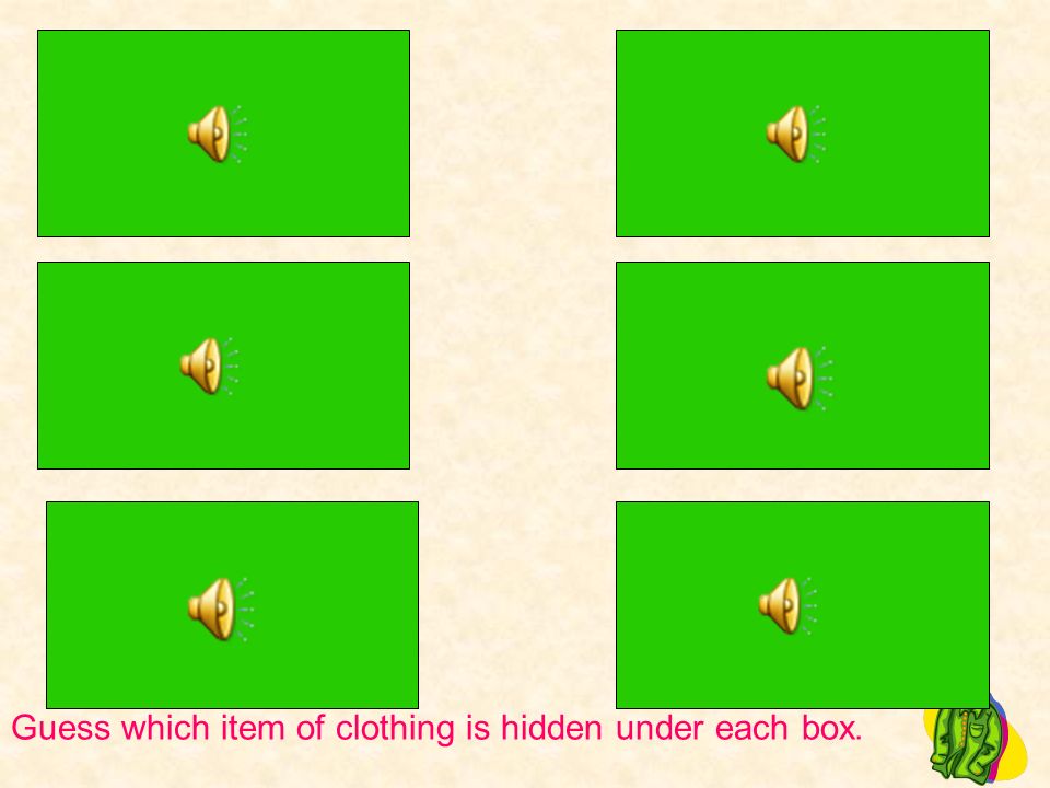 Guess which item of clothing is hidden under each box.