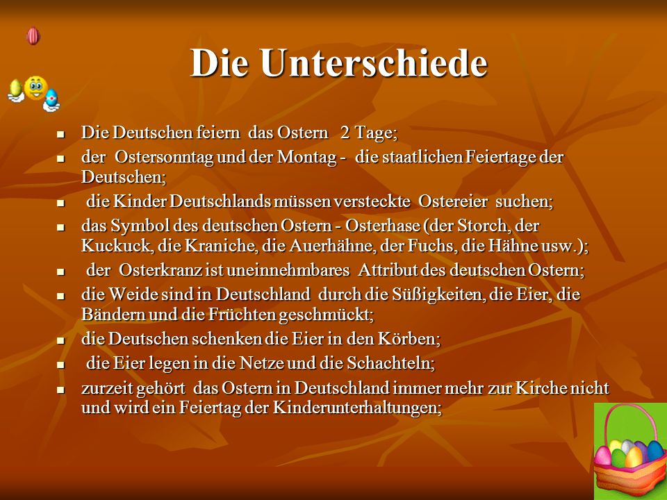 Die Unterschiede Die Deutschen feiern das Ostern 2 Tage;