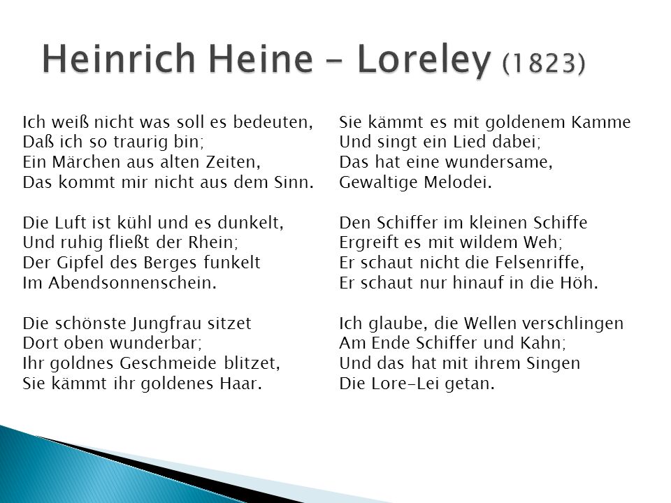 Стихотворение г гейне. Стихи на немецком языке. Стихотворение Генриха Гейне Лорелей. Стихотворение Лорелея на немецком языке.