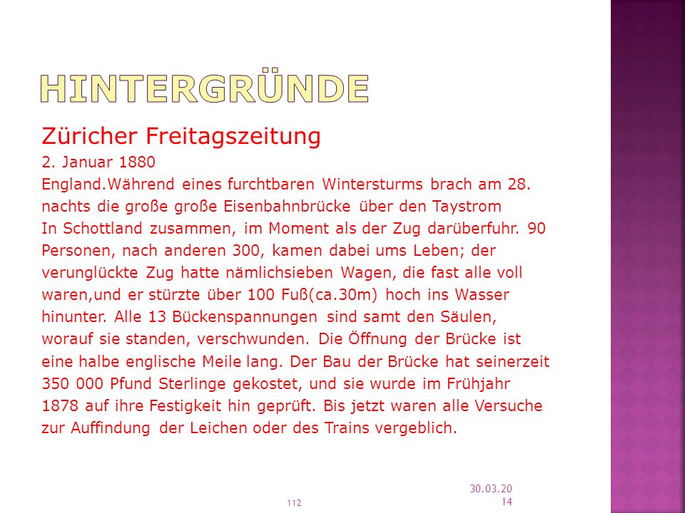 Hintergründe Züricher Freitagszeitung 2. Januar 1880