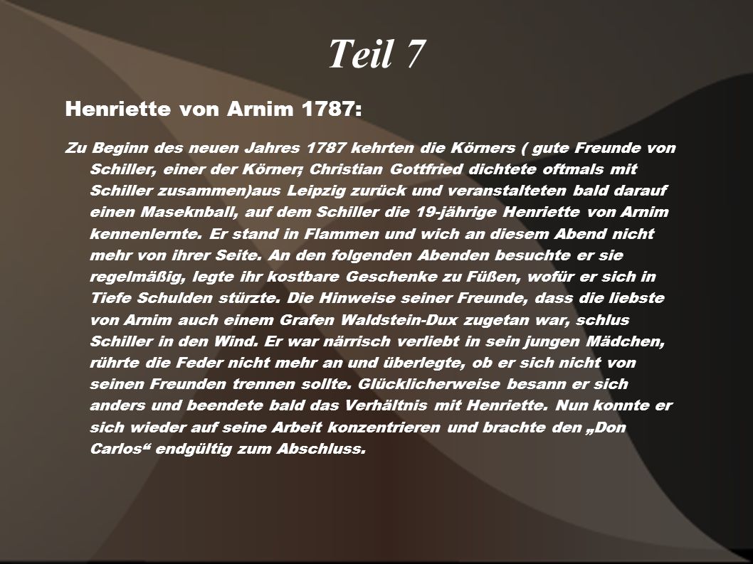 Teil 7 Henriette von Arnim 1787: