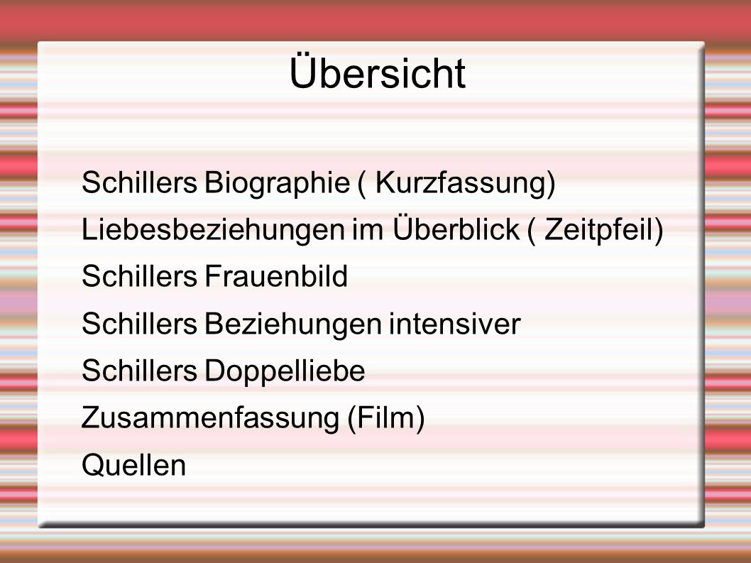 Übersicht Schillers Biographie ( Kurzfassung)‏