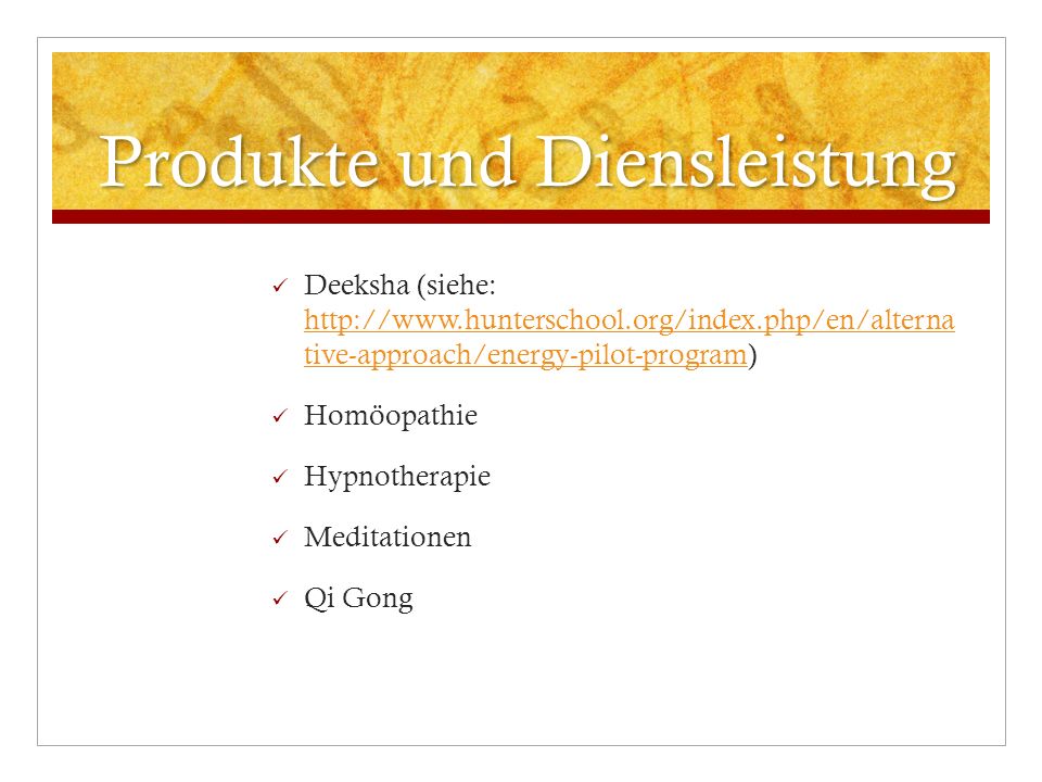 Produkte und Diensleistung