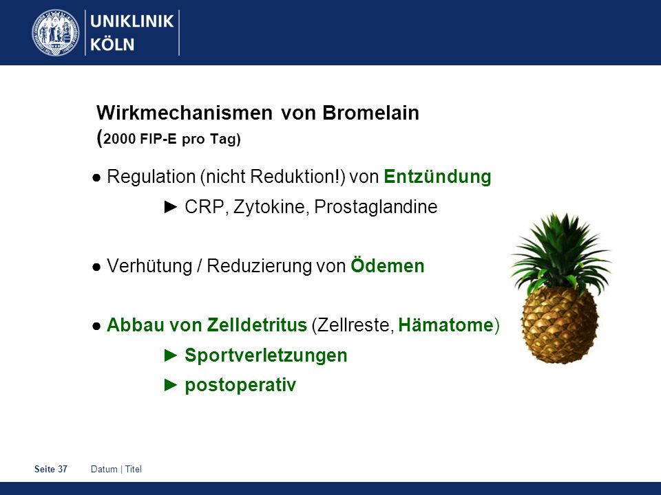 Wirkmechanismen von Bromelain (2000 FIP-E pro Tag)