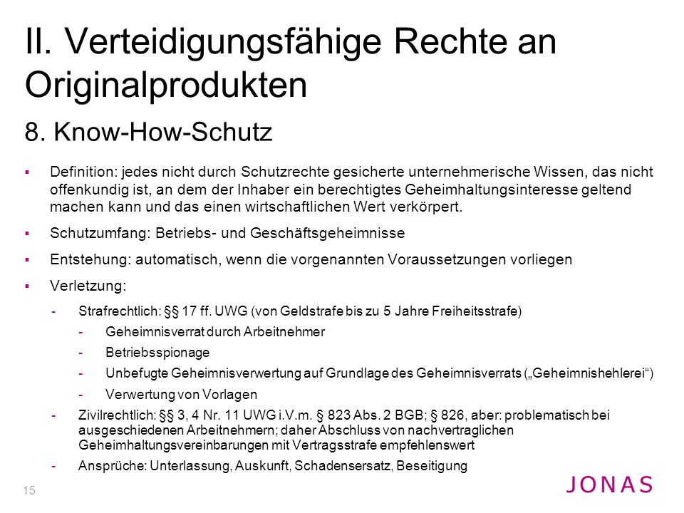 II. Verteidigungsfähige Rechte an Originalprodukten