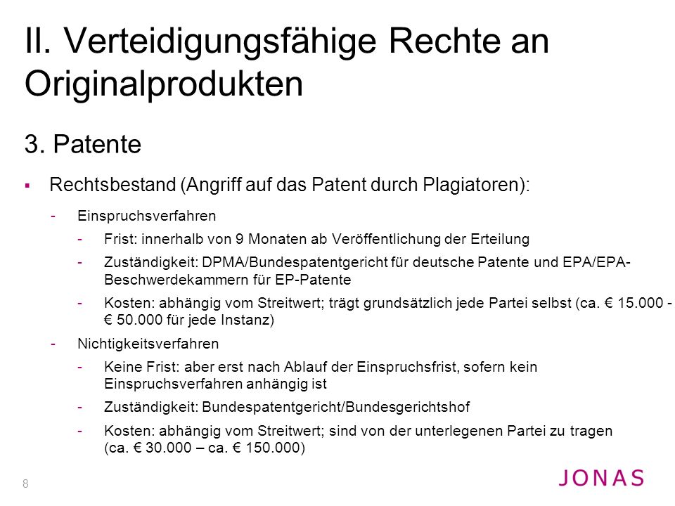 II. Verteidigungsfähige Rechte an Originalprodukten