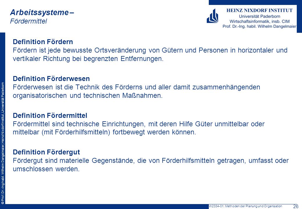 Arbeitssysteme – Fördermittel