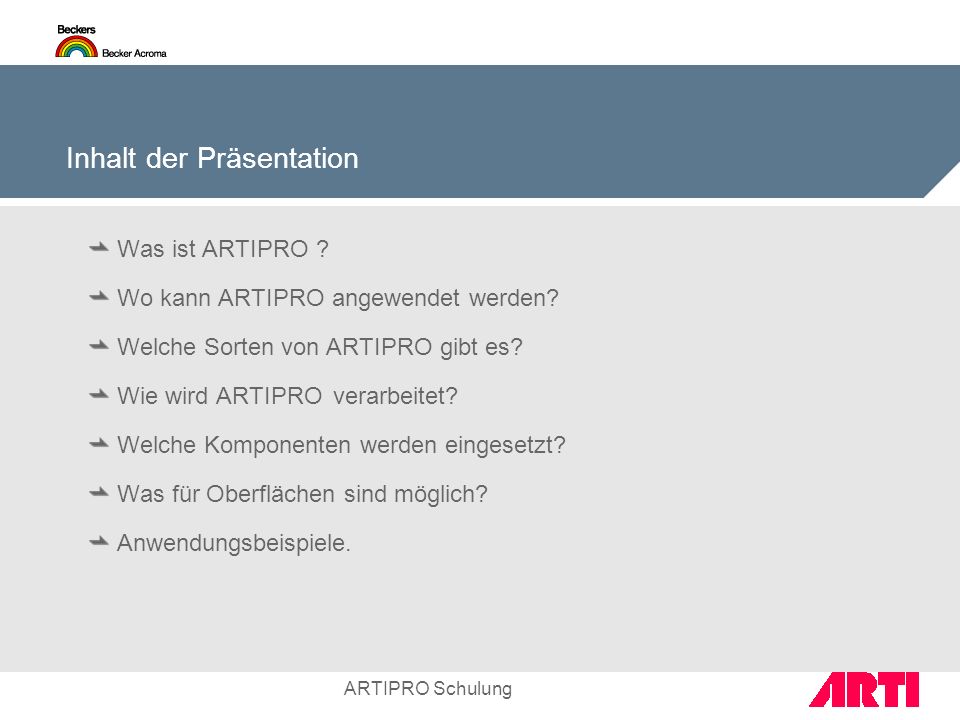 Inhalt der Präsentation