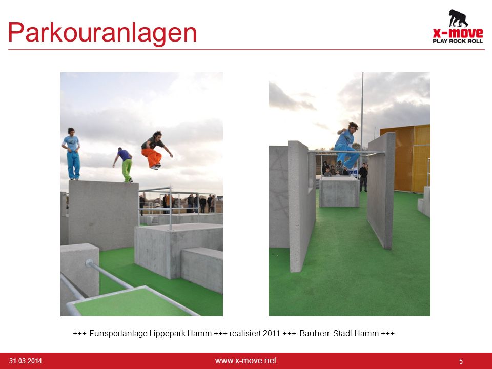 Parkouranlagen +++ Funsportanlage Lippepark Hamm +++ realisiert Bauherr: Stadt Hamm