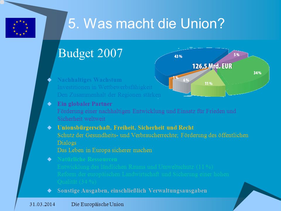 5. Was macht die Union Budget 2007