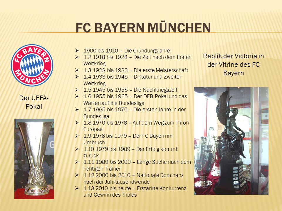 Replik der Victoria in der Vitrine des FC Bayern