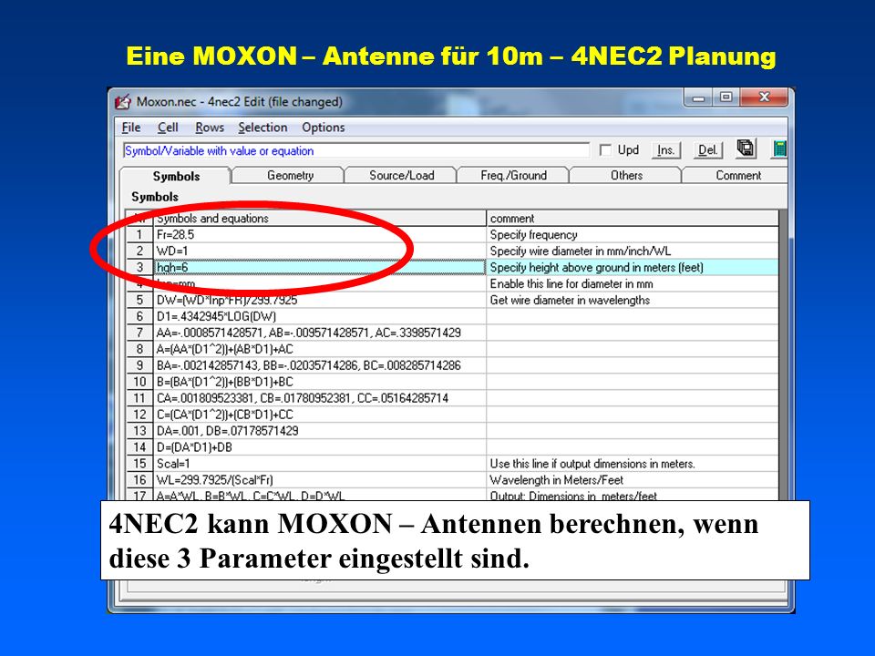 Eine MOXON – Antenne für 10m – 4NEC2 Planung