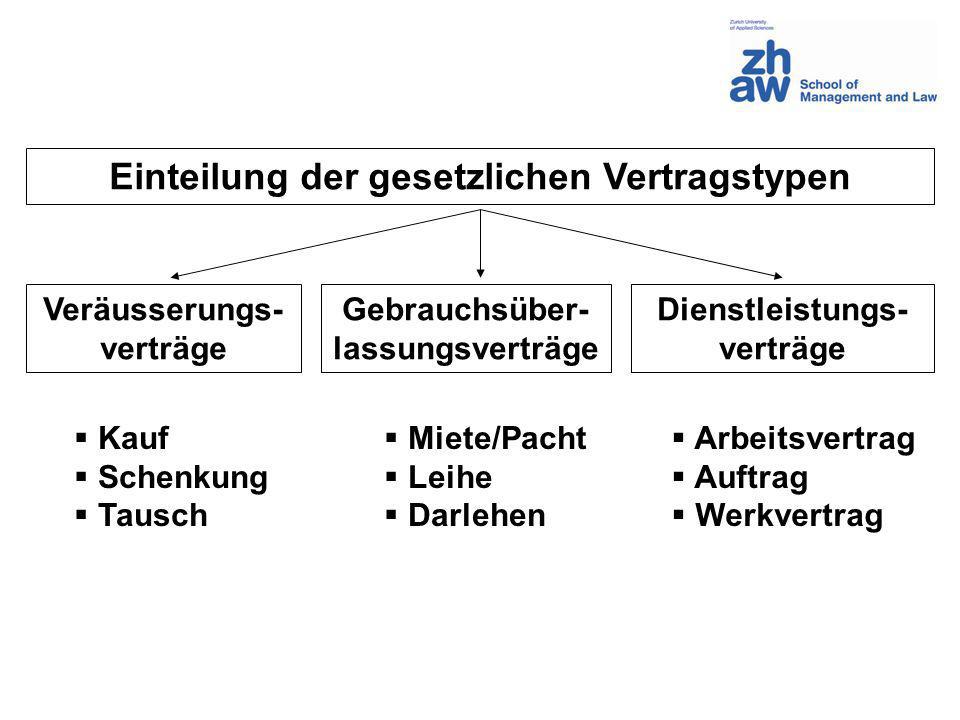 Einteilung der gesetzlichen Vertragstypen