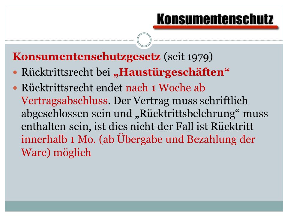 Konsumentenschutzgesetz (seit 1979)
