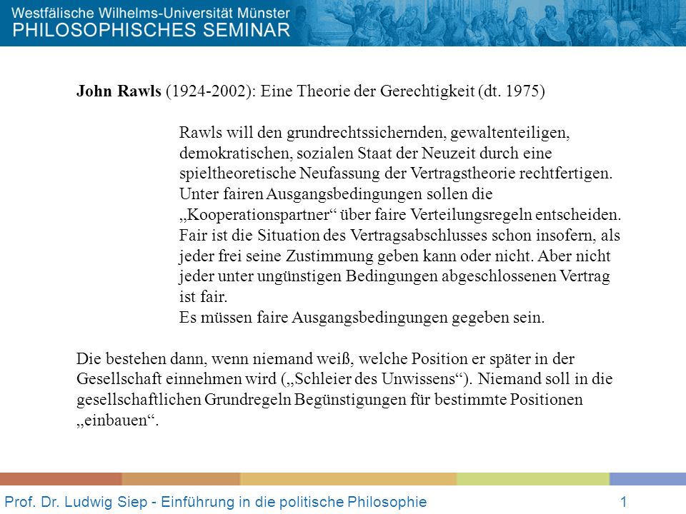 Prof. Dr. Ludwig Siep - Einführung in die politische Philosophie