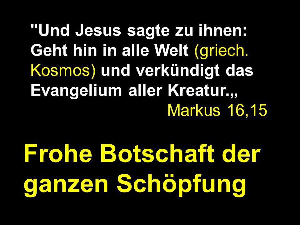 Frohe Botschaft der ganzen Schöpfung