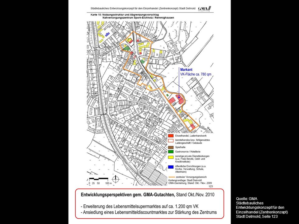 Quelle: GMA Städtebauliches Entwicklungskonzept für den Einzelhandel (Zentrenkonzept) Stadt Detmold, Seite 123.