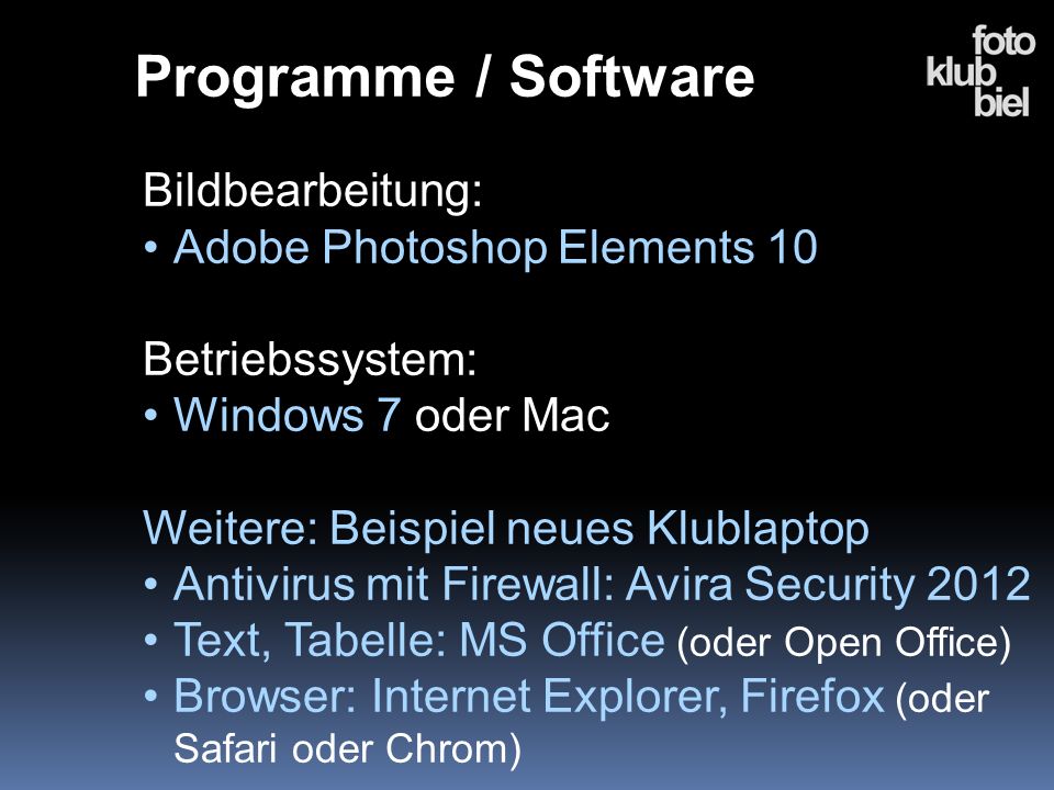 Programme / Software Bildbearbeitung: Adobe Photoshop Elements 10