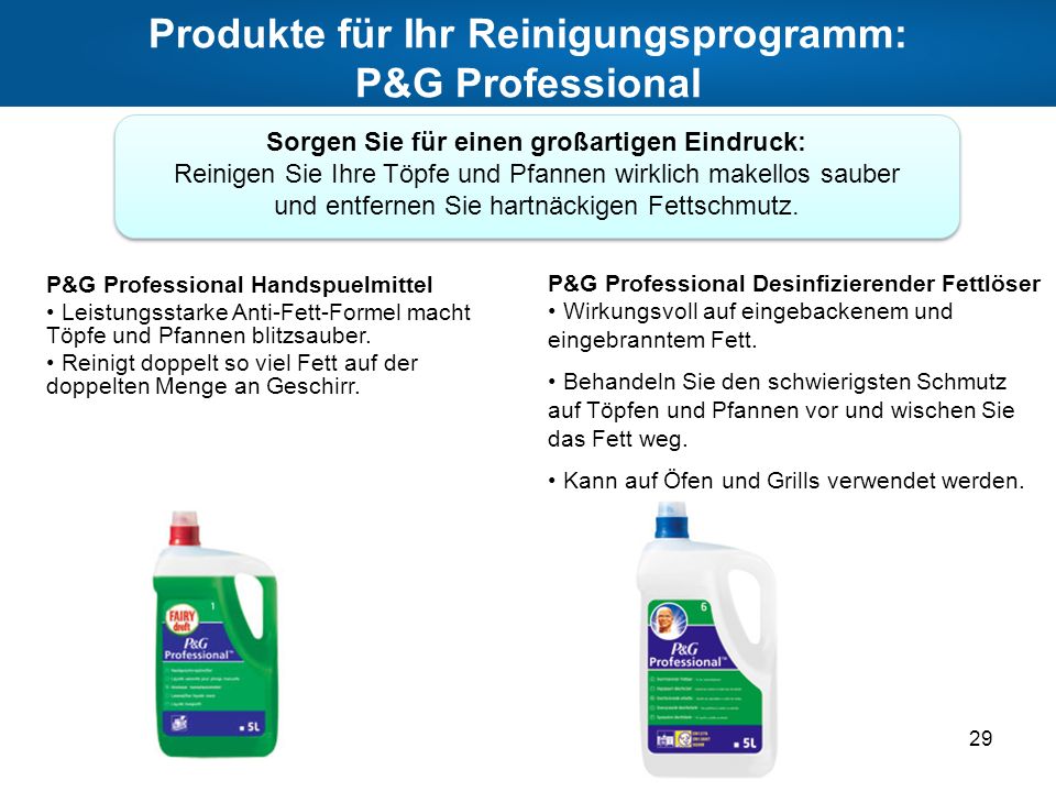 Produkte für Ihr Reinigungsprogramm: P&G Professional