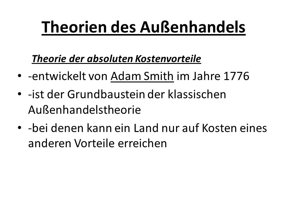 Theorien des Außenhandels