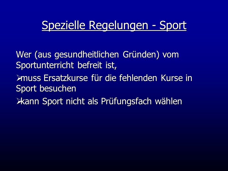 Spezielle Regelungen - Sport