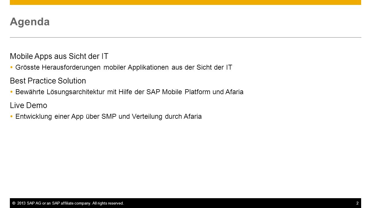Agenda Mobile Apps aus Sicht der IT Best Practice Solution Live Demo