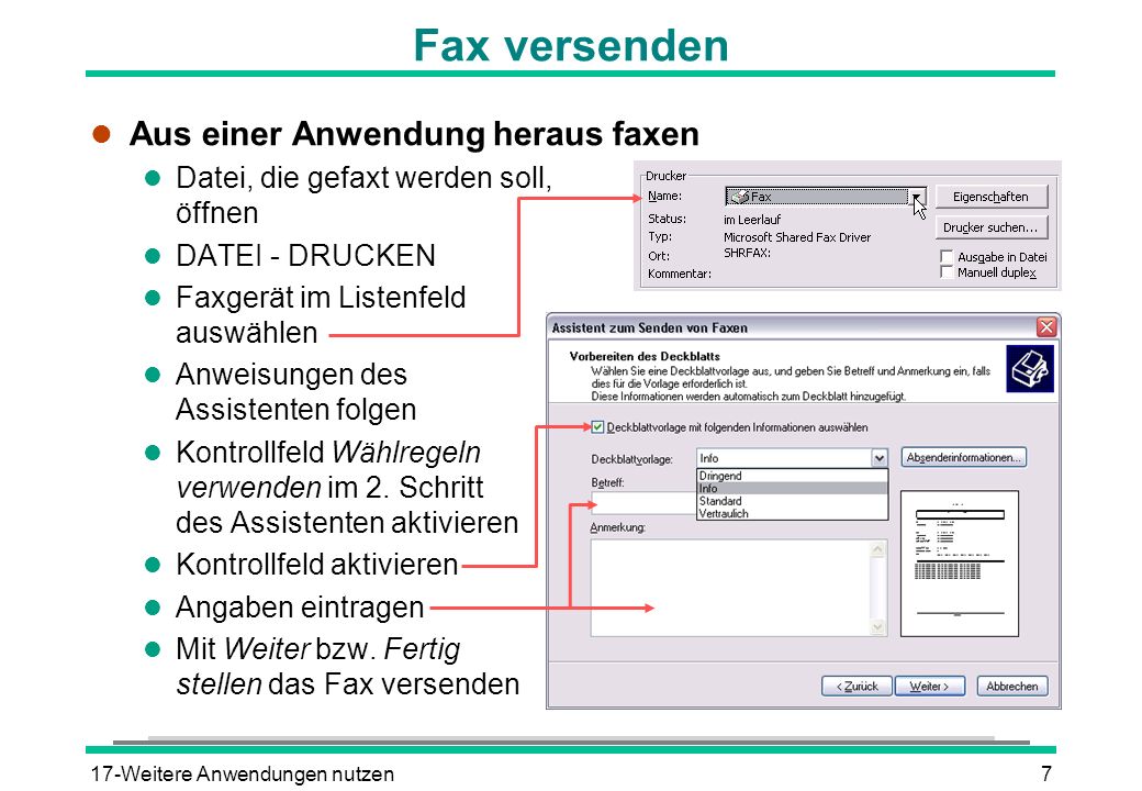 Fax versenden Aus einer Anwendung heraus faxen
