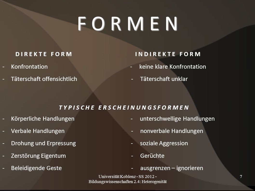 F O R M E N D I R E K T E F O R M I N D I R E K T E F O R M