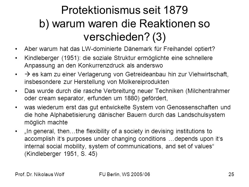 Protektionismus seit 1879 b) warum waren die Reaktionen so verschieden