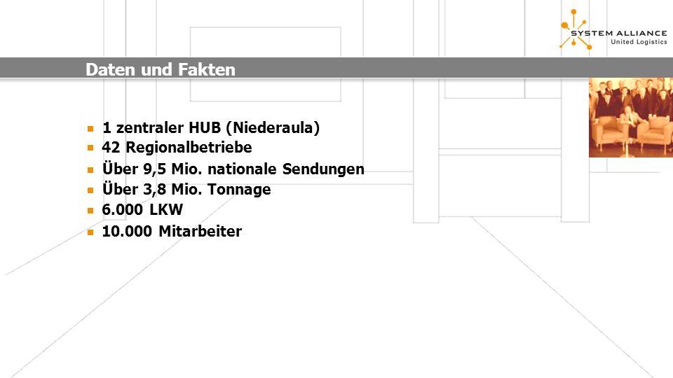 Daten und Fakten 1 zentraler HUB (Niederaula) 42 Regionalbetriebe