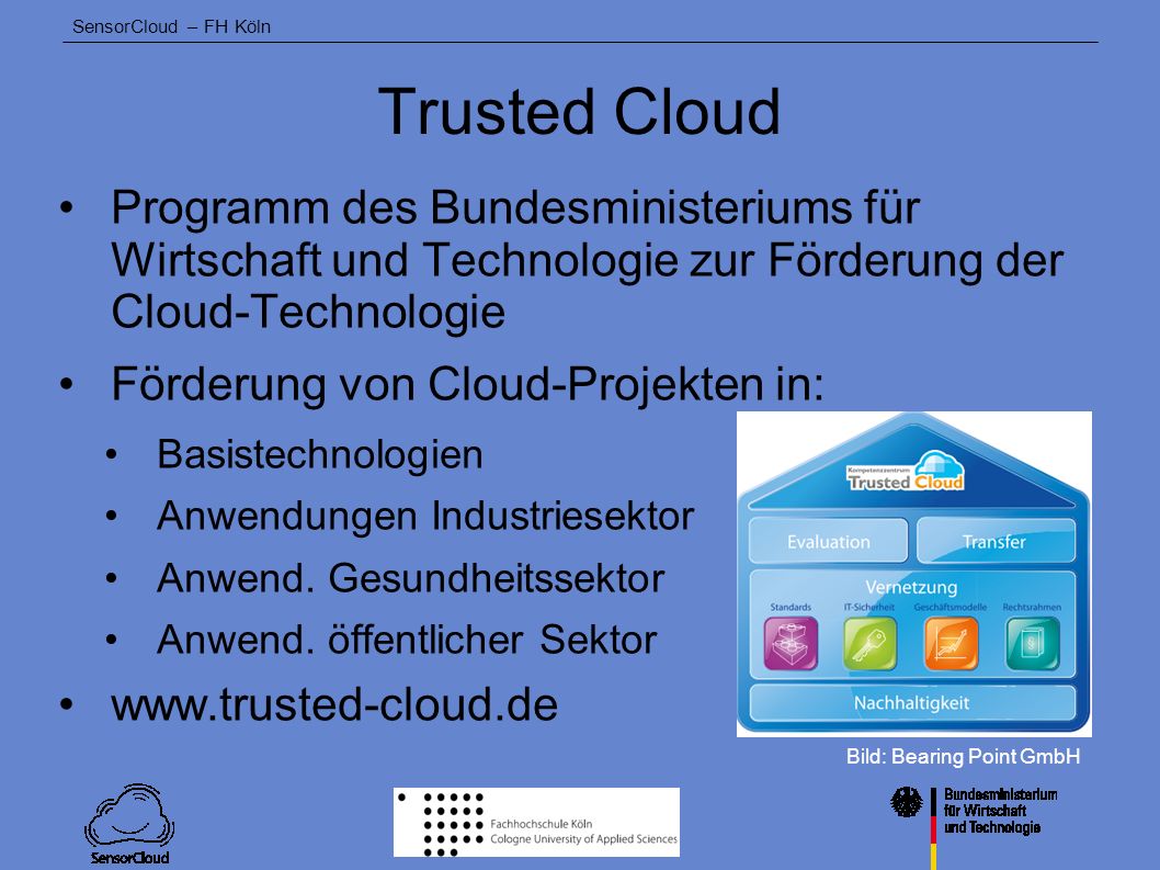 Trusted Cloud Programm des Bundesministeriums für Wirtschaft und Technologie zur Förderung der Cloud-Technologie.