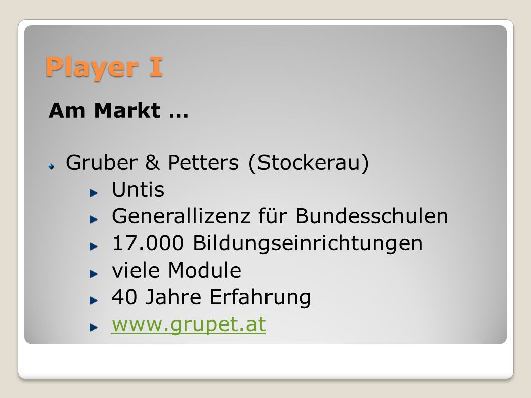 Player I Am Markt … Gruber & Petters (Stockerau) Untis