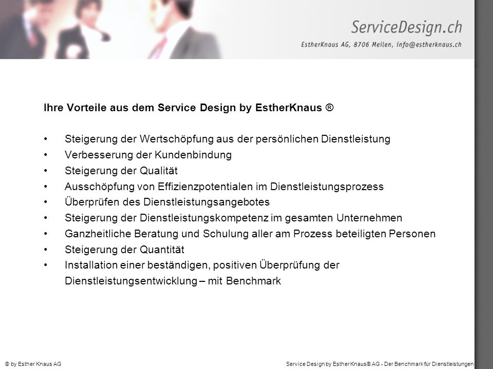 Ihre Vorteile aus dem Service Design by EstherKnaus ®