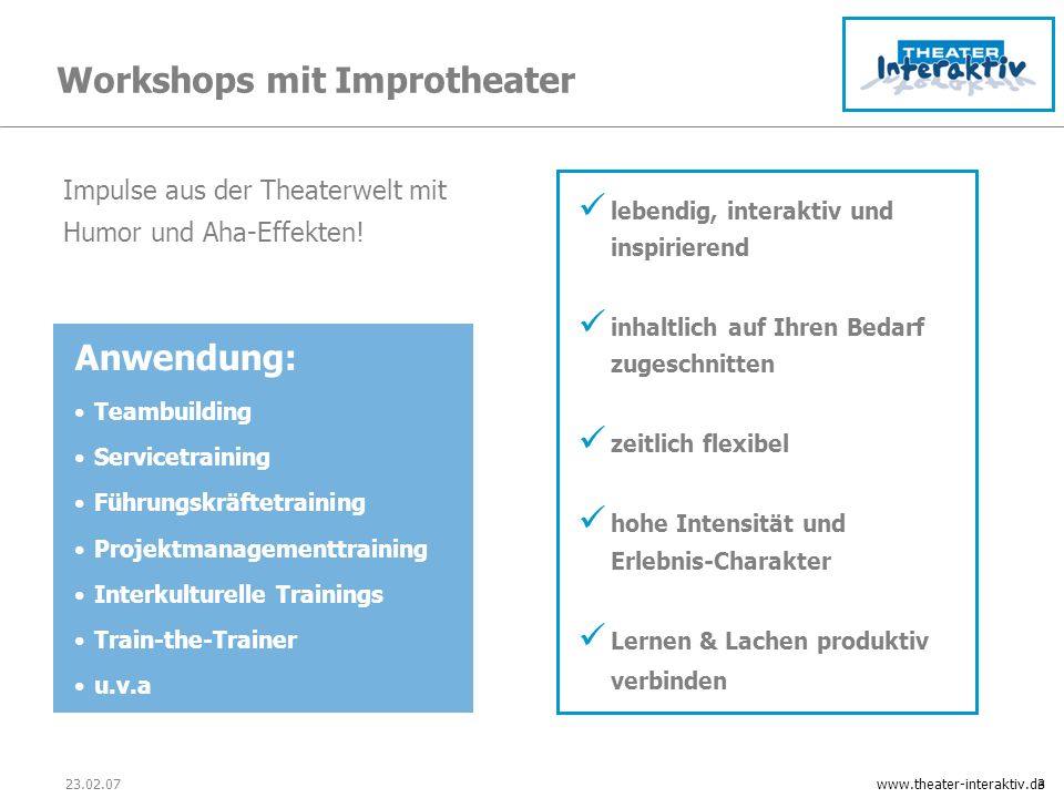 Workshops mit Improtheater
