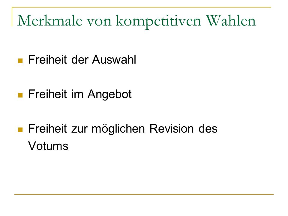 Merkmale von kompetitiven Wahlen