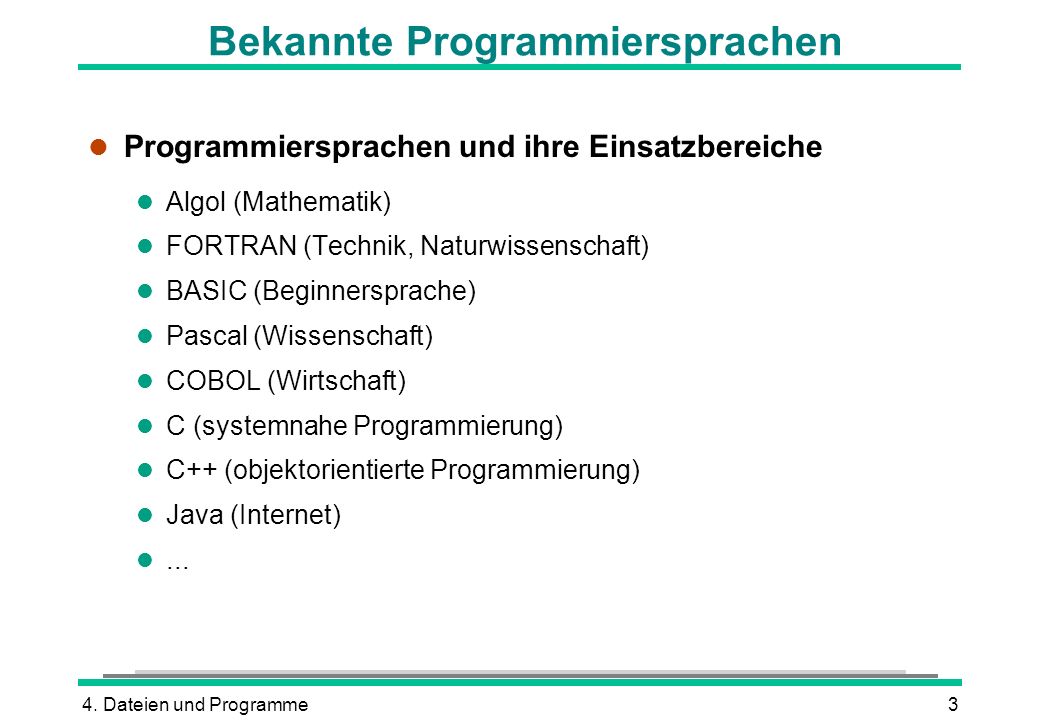 Bekannte Programmiersprachen