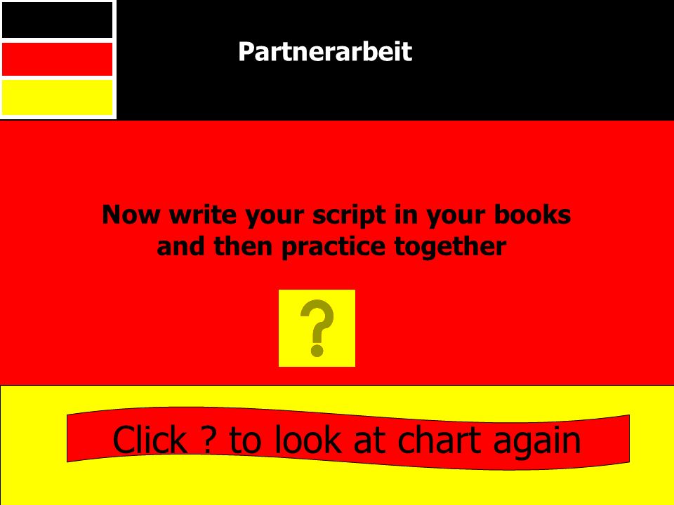 Now write your script in your books and then practice together