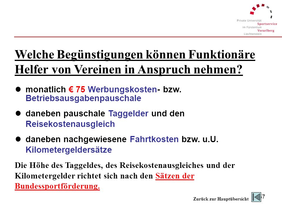 Welche Begünstigungen können Funktionäre Helfer von Vereinen in Anspruch nehmen