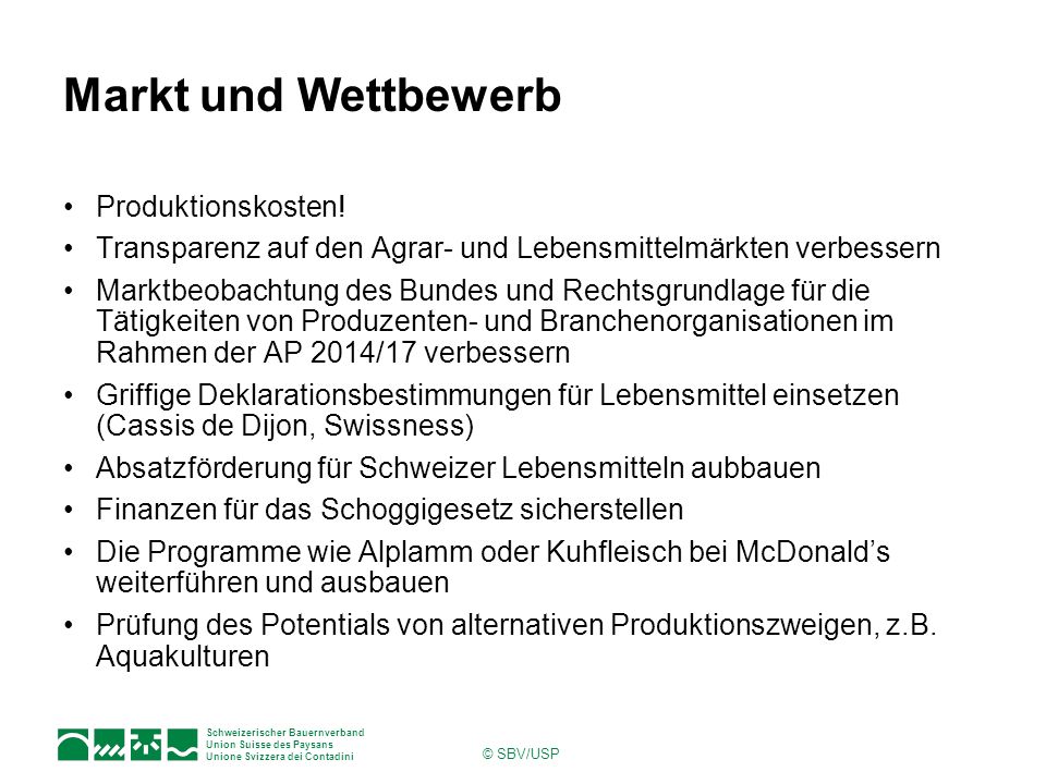 Markt und Wettbewerb Produktionskosten!