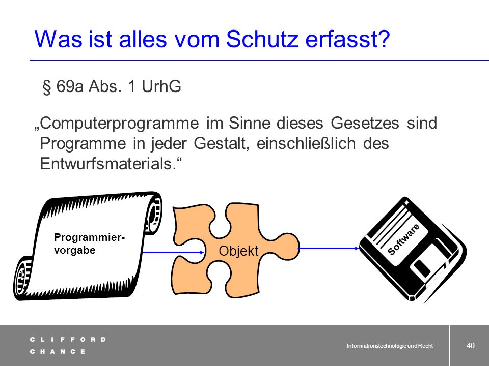 Was bedeutet Schutz § 69a Abs. 4 UrhG Gegenstand des Schutzes.