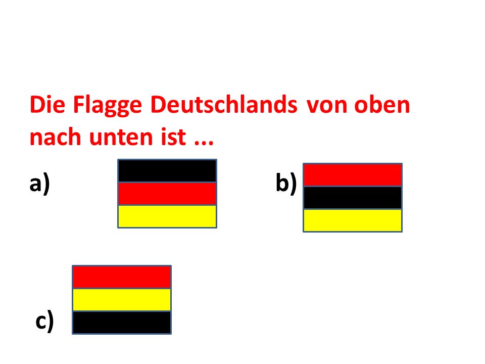 Die Flagge Deutschlands von oben nach unten ist ...