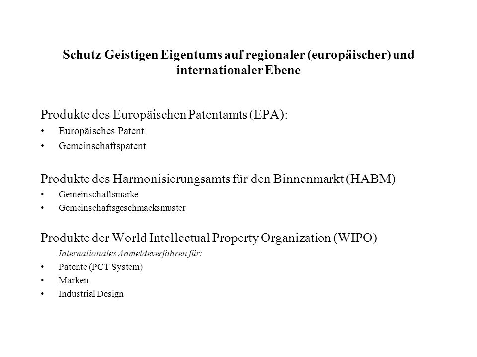 Produkte des Europäischen Patentamts (EPA):