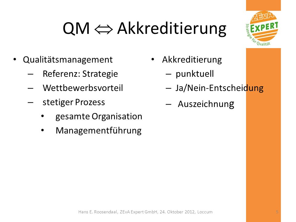 Hans E. Roosendaal, ZEvA Expert GmbH, 24. Oktober 2012, Loccum