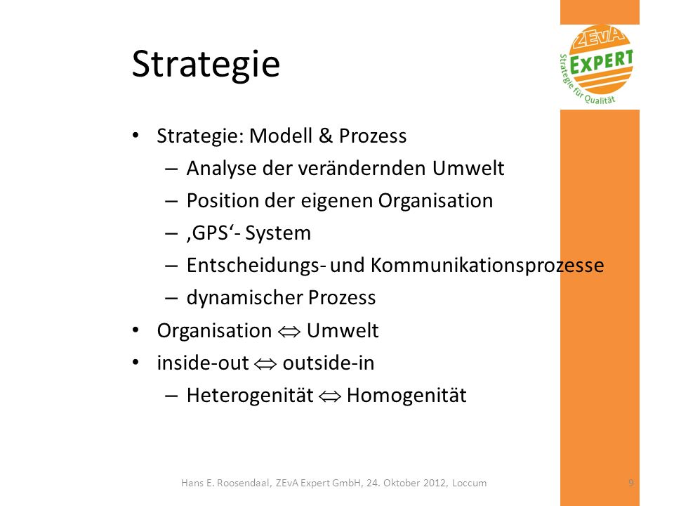 Hans E. Roosendaal, ZEvA Expert GmbH, 24. Oktober 2012, Loccum