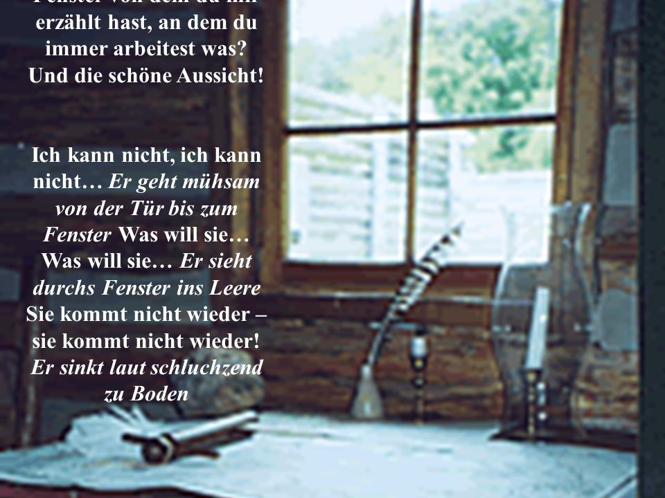 Also da Das ist das Fenster von dem du mir erzählt hast, an dem du immer arbeitest was Und die schöne Aussicht!
