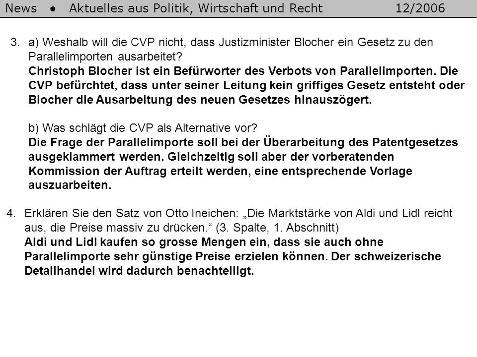 News ● Aktuelles aus Politik, Wirtschaft und Recht 12/2006