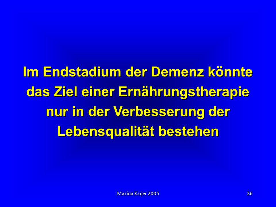 Im Endstadium der Demenz könnte das Ziel einer Ernährungstherapie nur in der Verbesserung der Lebensqualität bestehen