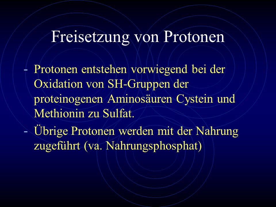 Freisetzung von Protonen